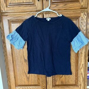 Crewcuts Girls 14 Ruffle Shirt Navy Blue
